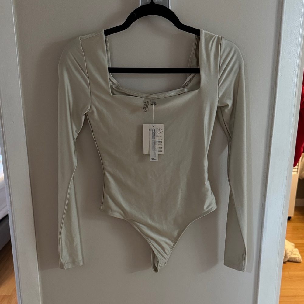 Second Skin Overalls Cream Long Sleeve Bodysuit